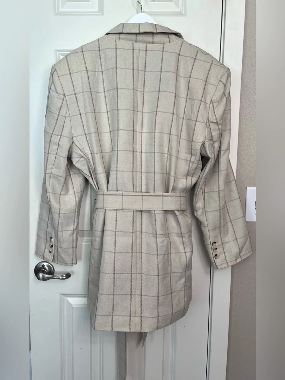 ASOS Design Grid Check Oversized Belted Dad Blazer NWOT